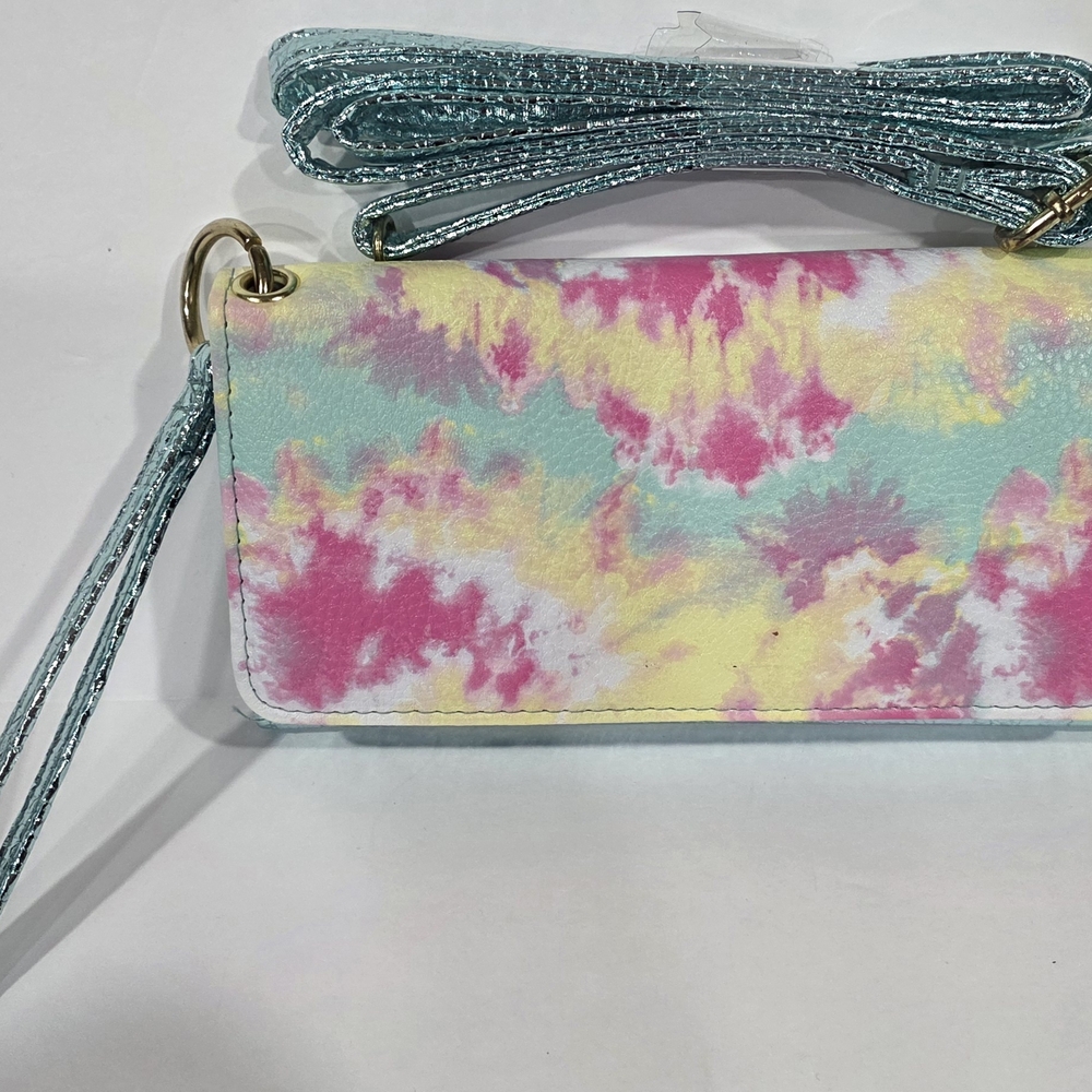 Pastel Tie-Dye Crossbody Wallet Purse in Pink, Yellow & Aqua